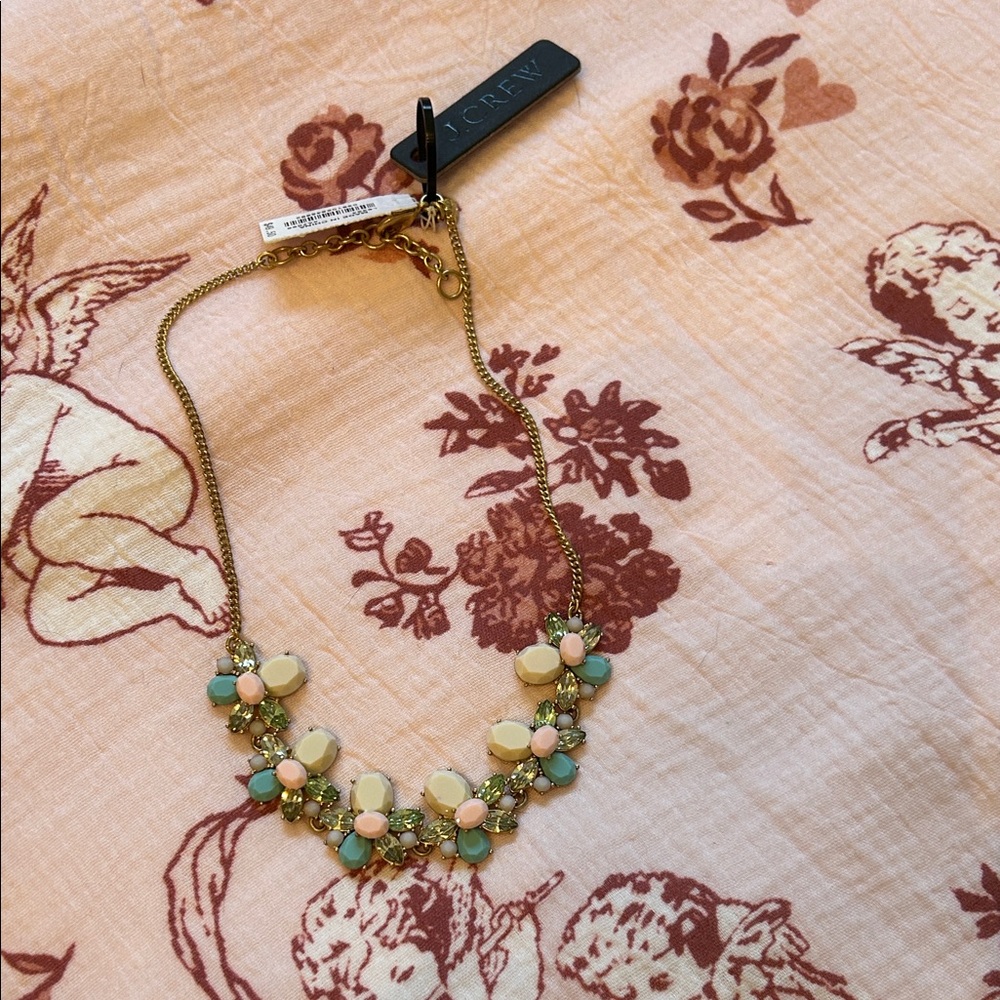 J. Crew Gold Necklace with Pastel Accents Vintage Statement Necklace NWT